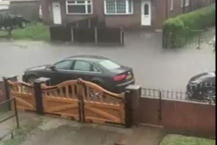 Picture shows flash flooding in Adwick last night