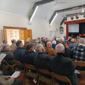 90+ people in the Florence Nightingale Memorial Hall in Holloway for the landslip meeting.