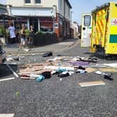 Pictures taken by a witness show the collision between an ambulance and a caravan on Chatsworth Road this afternoon (July 11)