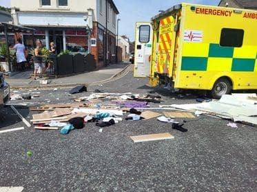 Pictures taken by a witness show the collision between an ambulance and a caravan on Chatsworth Road this afternoon (July 11)
