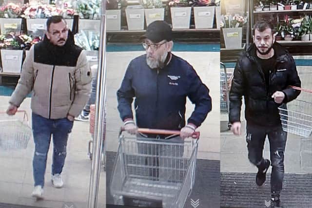 Police have released CCTV images of men they would like to speak to in connection with the theft of alcohol worth ‘thousands of pounds’ from  Sainsbury’s on Rother Way, in Chesterfield.