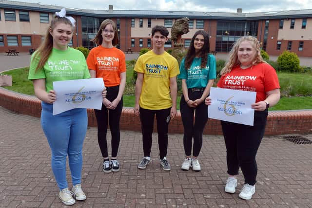 Tupton Hall students are to hold charity fundraising event to raise money for Rainbows Trust and Make a Wish after having their prom cancelled twice. Year 12 pupils Chloe Elliott, Mia Hudson, Brayden Hancock, Charlotte Bradbury-Marsh and Willow Wells who are helping organise the day.