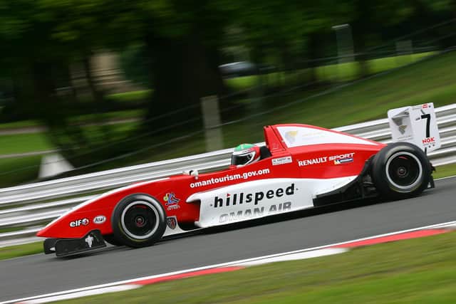 Ahmad Al Harthy in action for Hillspeed at Oulton Park in Formula Renault.