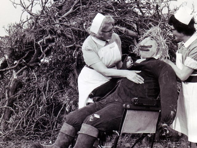 Chesterfield hospital nurses held their own bonfire in the grounds of the Ashgate Hospital Annexe in 1968. Nurse F. Marjerison and Nurse P.G. Oakes prepare to put Guy Fawkes on top