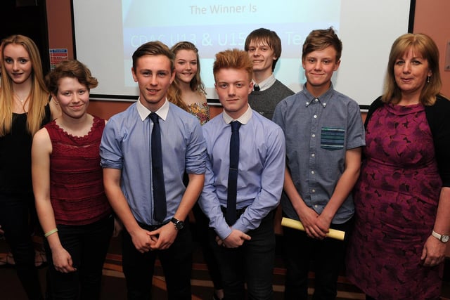 The Boys and Girls Key Stage Four Badminton Teams at Brookfield Community School with their special recognition award for the Best Sports Team at the Derbyshire Times Community Awards in 2016. Picture: Andrew Roe