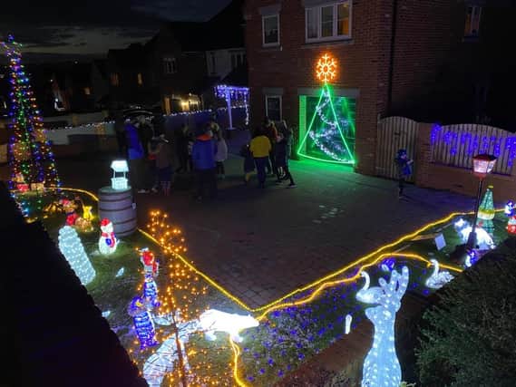 Lights at the house on Locko Road, Lower Pilsley, which are raising money for Sheffield Children's Hospital (photo: Leanne Faulkner).