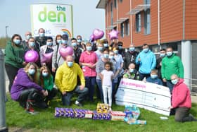 The Two Wheeled Photographer and #TeamPink with their Easter donations at The Den, Chesterfield Royal Hospital