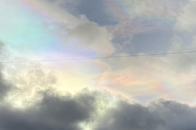 All the colours of the rainbow spotted in the Nacreous cloud seen over the High Peak. Photo Heather Louise King
