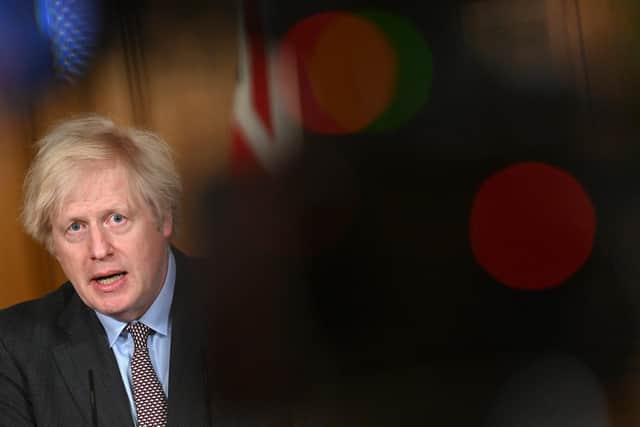 Prime Minister Boris Johnson speaks during a virtual press conference on the Covid-19 pandemic(Photo by Justin Tallis - WPA Pool/Getty Images)
