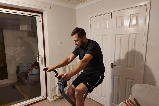 Chair of Governors Peter Dolby training for the 24-hour bikeathon which is set to take place at Clowne Infant and Nursery School on Thursday, July 1