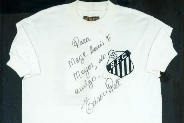 The shirt worn by Pelé iin the 1970s.