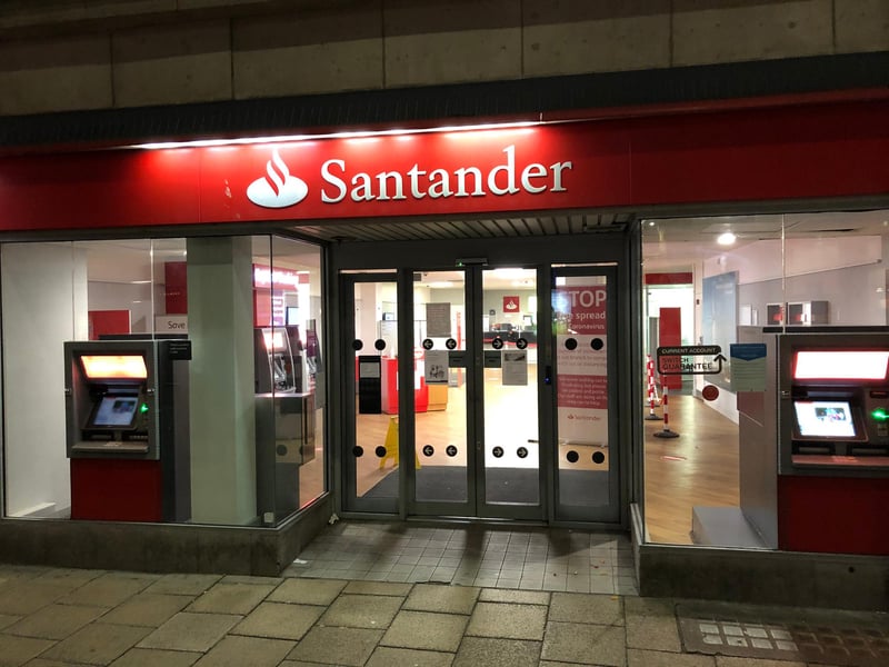 The Commercial Road branch of Santander photographed at 10.20pm on March 25. Picture: Richard Lemmer