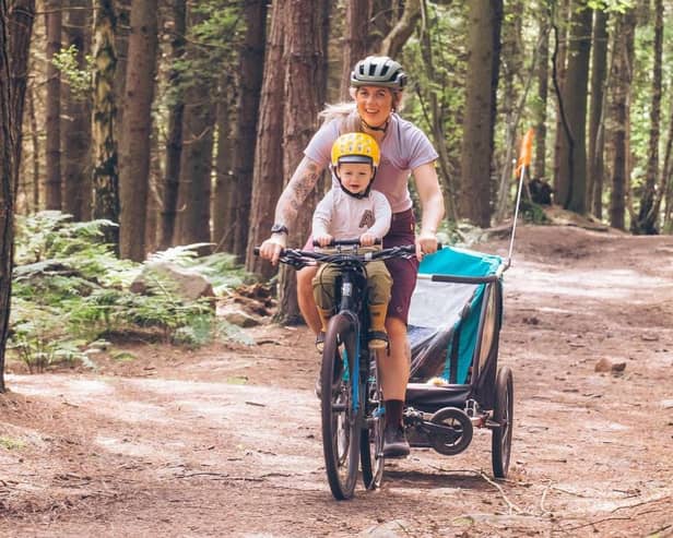 Kelly-Jayne Collinge can often be seen out riding with two-year-old son Atlas. (Photo: Cycling UK)