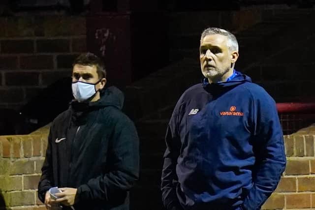John Pemberton on the touchline in Chesterfield's defeat to Altrincham.