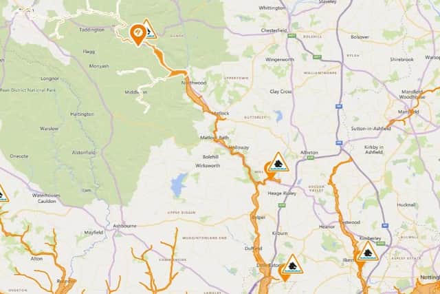 The flood warnings in place for Derbyshire.