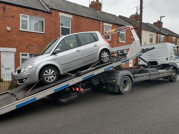 The car was taken by police after it was found to have been driven illegally.