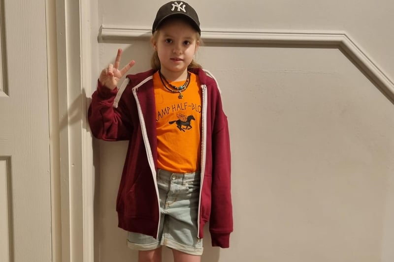 Poppy age 8 as Annabeth Chase from Percy Jackson.