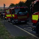 Emergency 999 fire calls increased in Derbyshire and Nottinghamshire during the heatwave last month. Pictured are fire crews at the scene of a blaze at Bolsover Castle.