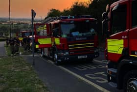 Emergency 999 fire calls increased in Derbyshire and Nottinghamshire during the heatwave last month. Pictured are fire crews at the scene of a blaze at Bolsover Castle.