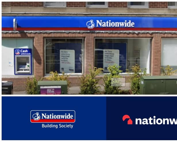 Nationwide Building Society on Rose Hill, Chesterfield is one of 11 branches in the Midlands that will have new signage (bottom right) in the major rebranding programme.