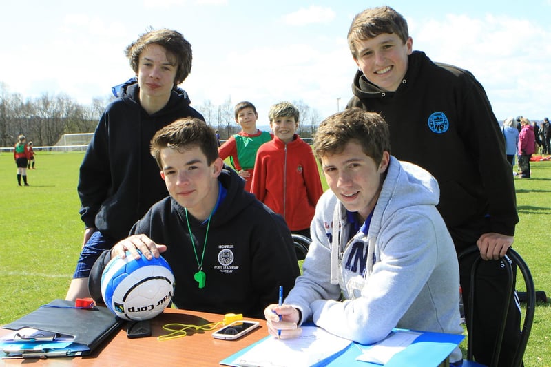 Sports leaders from Highfields School refereed and ran a school football competition in 2013. Pictured are Olly Walden, Ash Bartle, Greg Brailsford and Alistair Duncan.