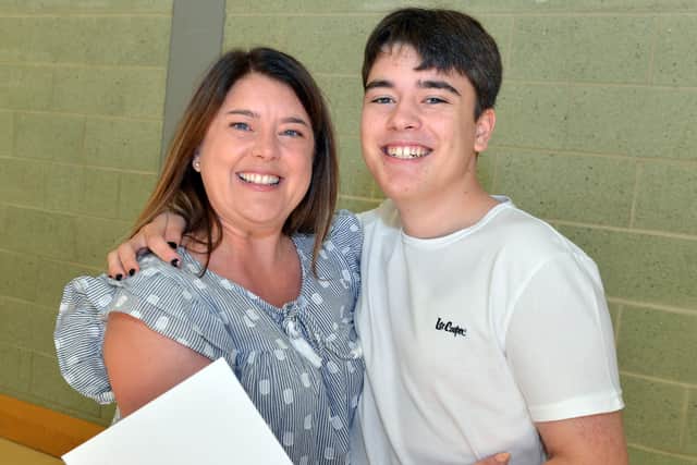Eckington School student Ellis Storey and his mum Kerry Storey who are both over the moon with Ellis' GCSE results