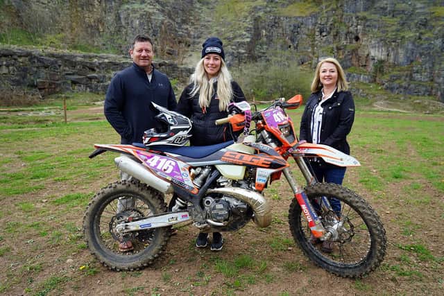 Despite being used for training by one of the best enduro bikers in the world, Butts Quarry is facing closure later this year. Barry and Jennifer Dring with Enduro GP rider Rosie Rowett came 4th in 2021 womens Endur race championship.
