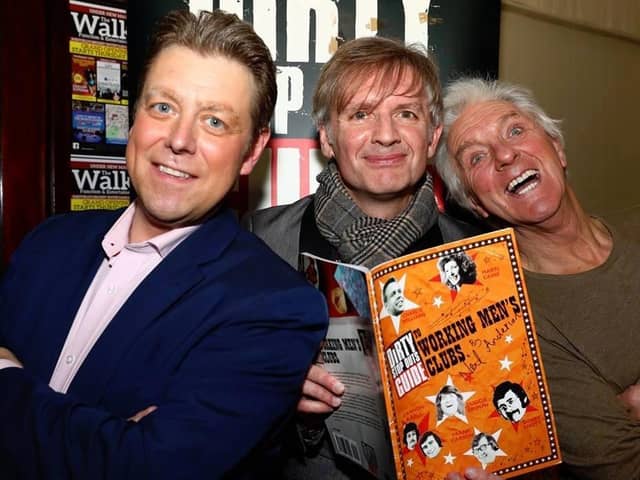 Dirty Stop Outs’ Neil Anderson (centre) with Robin Colvill (right) of the Grumbleweeds