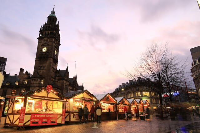 Sheffield Town Hall and Christmas Market in 2018.
