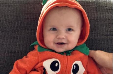 This baby is all dressed up for Halloween in a photo sent in by Jodie Ann.