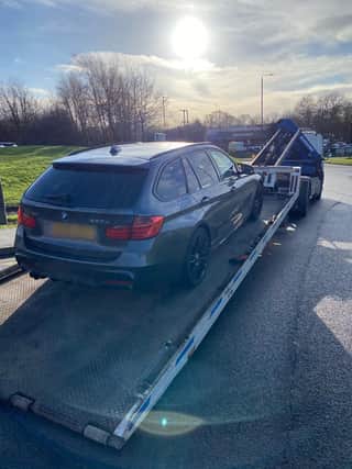 Fearn was caught behind the wheel of a BMW which was subsequently seized by police (picture: Derbyshire SALCU)
