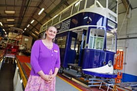 Kate Watts, curator with London County council No 1 Bluebird which is having a £500,000 restoration at Crich Tramway Village.