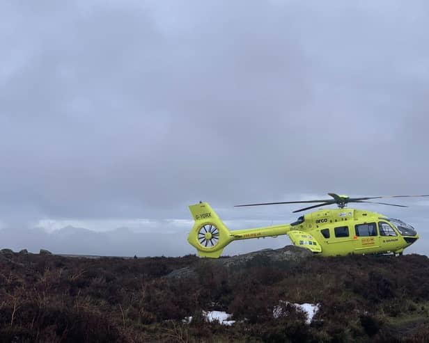 The walker was taken to Sheffield’s Northern General Hospital by air ambulance. 
Credit: Edale MRT