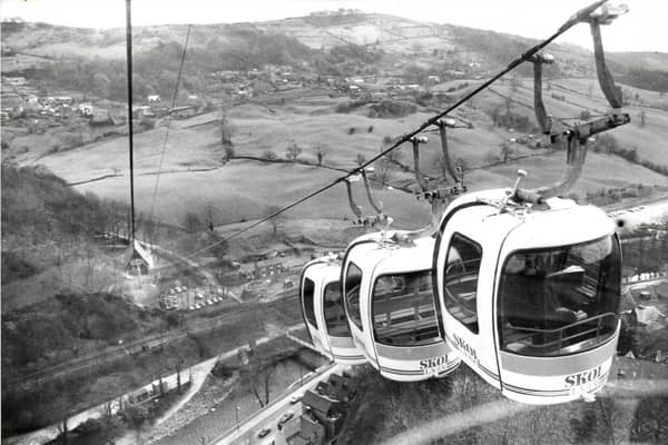 The Heights of Abraham cable car system at Matlock Bath, 1984.