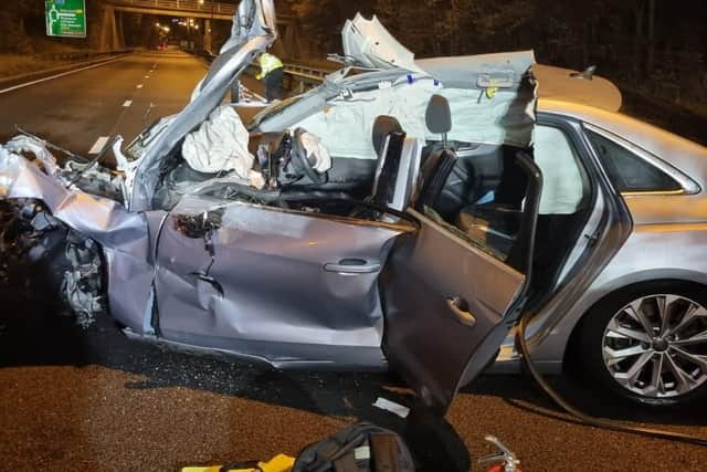 Derbyshire RPU shared these shocking photos of the crash last November in which two officers were injured