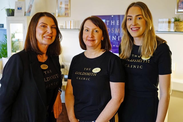 Theresa Goldsmith, owner of The Goldsmith Clinic, Helen Heydari, clinic co-ordinator and Becky Davies, therapist.