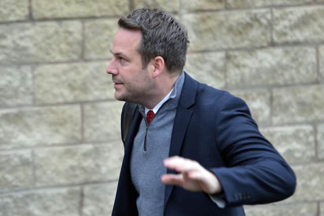 James Rowe, the former Chesterfield FC manager, arriving at Chesterfield Magistrates Court.