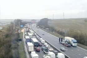 Traffic has been temporarily stopped on the M1 northbound within J30 Barlborough due to a collision