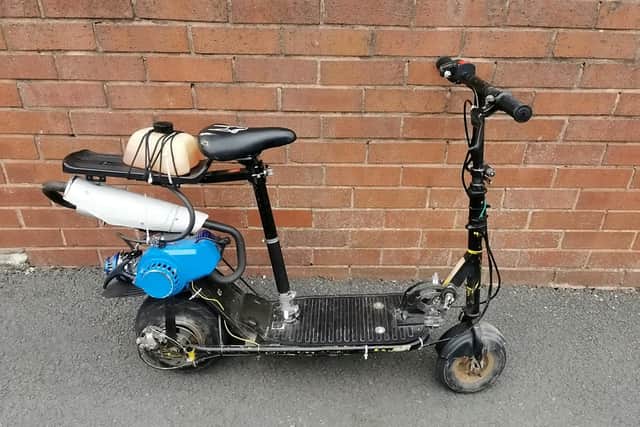 The scooter held together by shoelaces that was recovered by police in Creswell