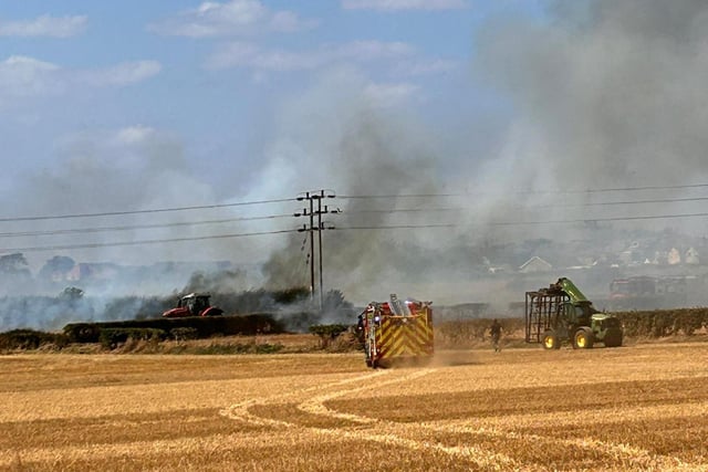 Firefighters battle large grass fire in Derbyshire field