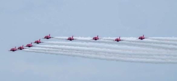 Red Arrows flying over the school.