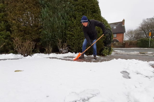 Some residents in Easington had to clear their driveways of the snow.