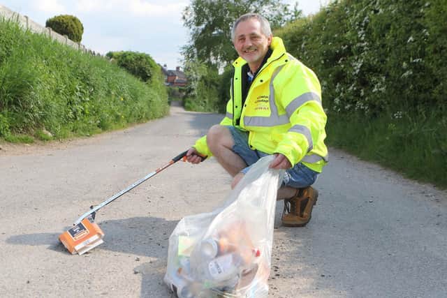 Mick Hind, from Bolsover, has started litter picking while parked up in his job as a lorry driver.