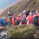 The Edale and Buxton Mountain Rescue Teams were called into action to help an injured paraglider.
