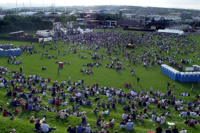The Radio One Dance event at the Don Valley Bowl viewed from the top of the crucible sculpture in 2002