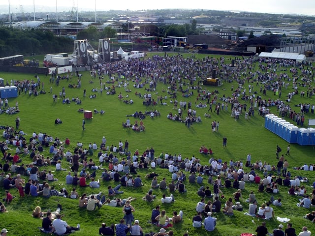 The Radio One Dance event at the Don Valley Bowl viewed from the top of the crucible sculpture in 2002