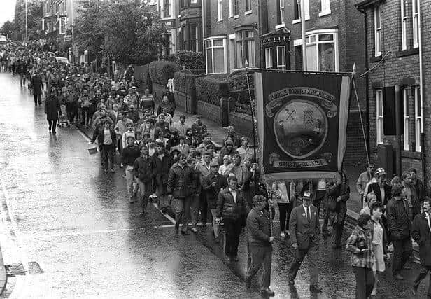 Supporters of the miners' strike marched through Chesterfield in 1984.
