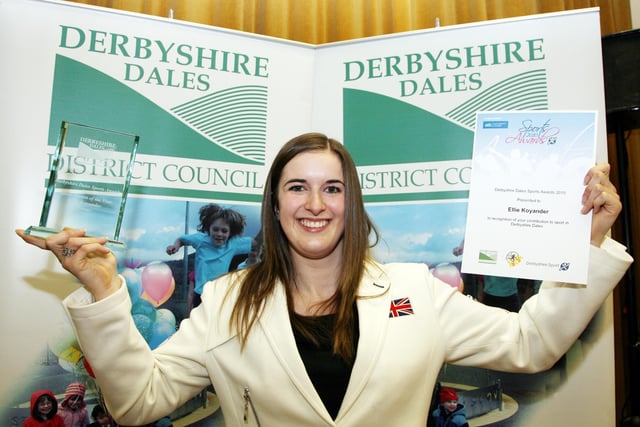 Ellie Joyander celebrating at the Derbyshire Dales Sports Awards