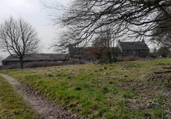 Pictured Is A View Of Bluster Castle Farm, At Cutthorpe, Chesterfield, From The North