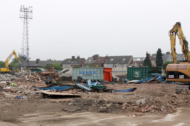 The former home of the Spireites is reduced to rubble